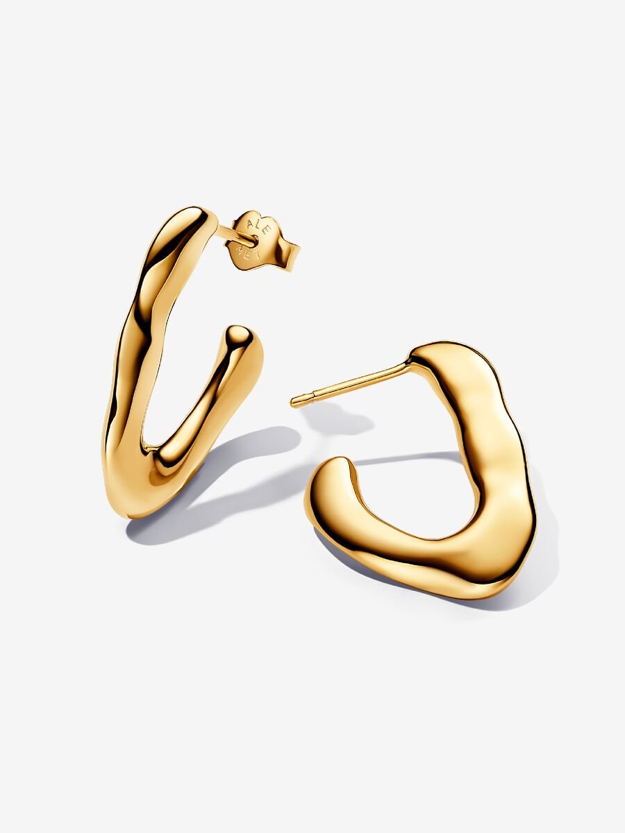 Argolas abertas em V com design orgânico Revestimento de ouro 14k