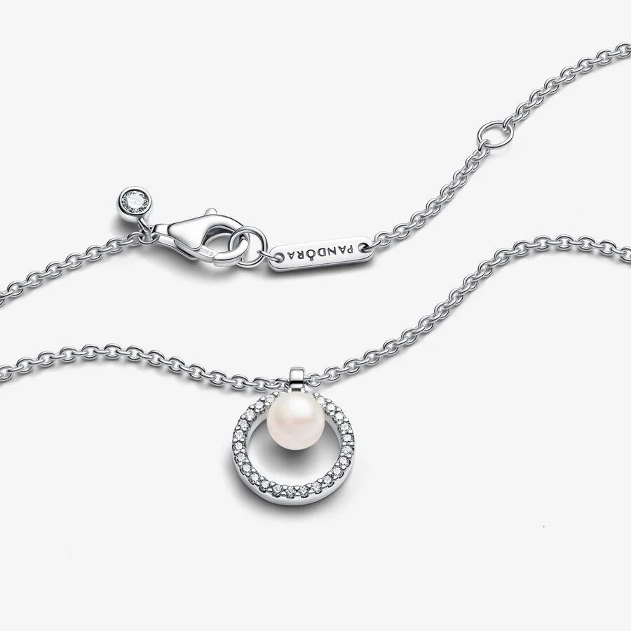 Colar Treated Freshwater Cultured Pearl & Pavé