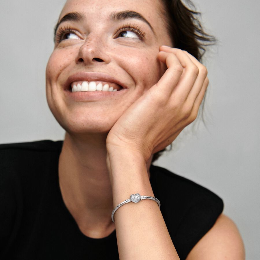 Pulseira Malha Snake e Coração Brilhante Moments