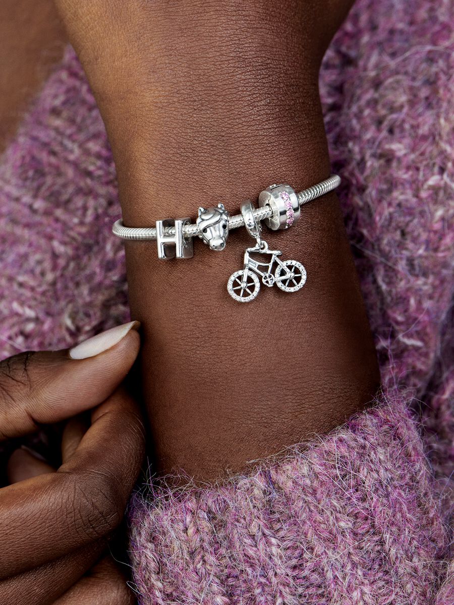 Clip Cor-de-Rosa Brilhante Prata