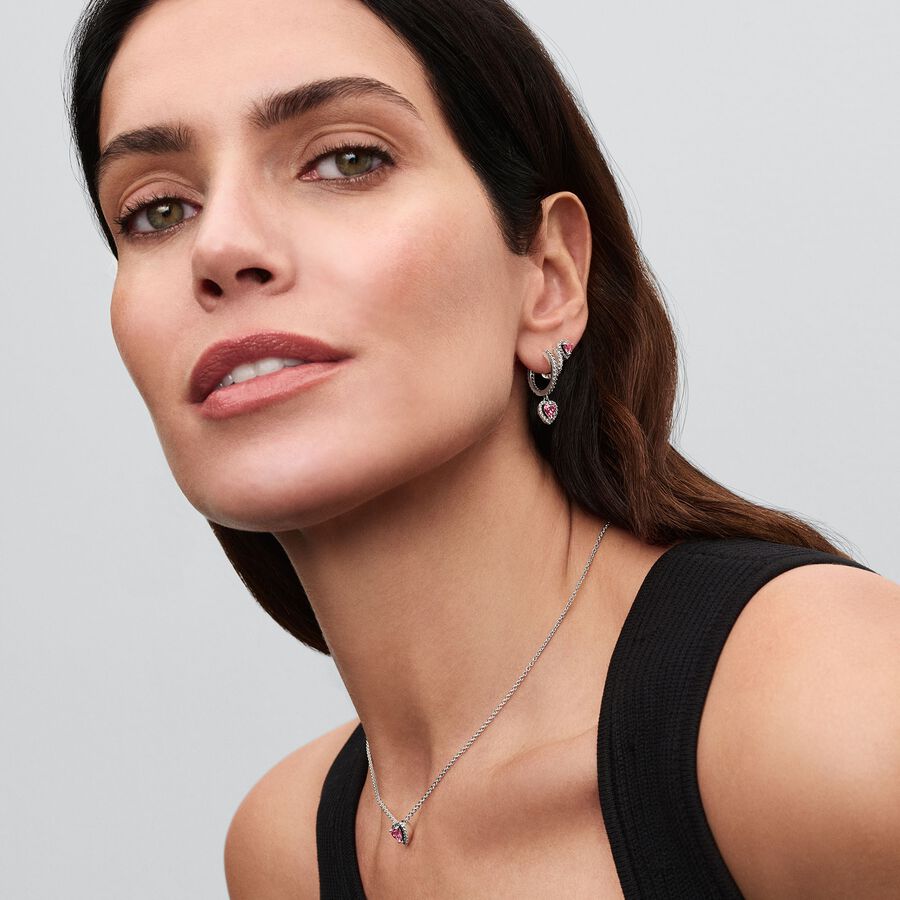 Colar Coração Elevado Rosa