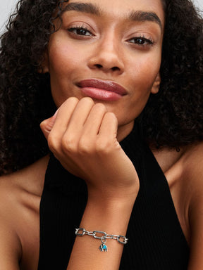 Mini Conta Pendente Elefante Turquesa Prata