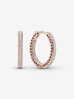 Argolas Brilho e Corações Revestimento de ouro rosa 14k