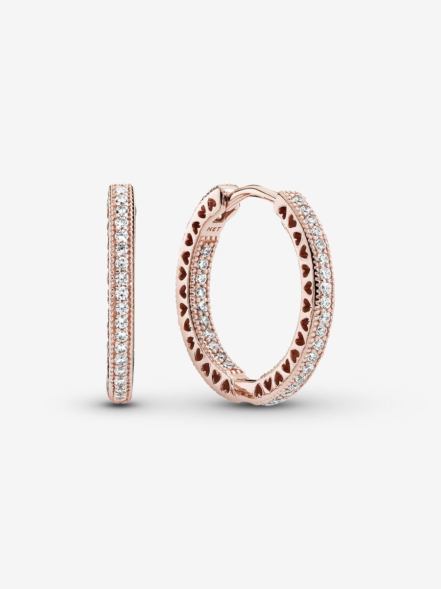 Argolas Brilho e Corações Revestimento de ouro rosa 14k