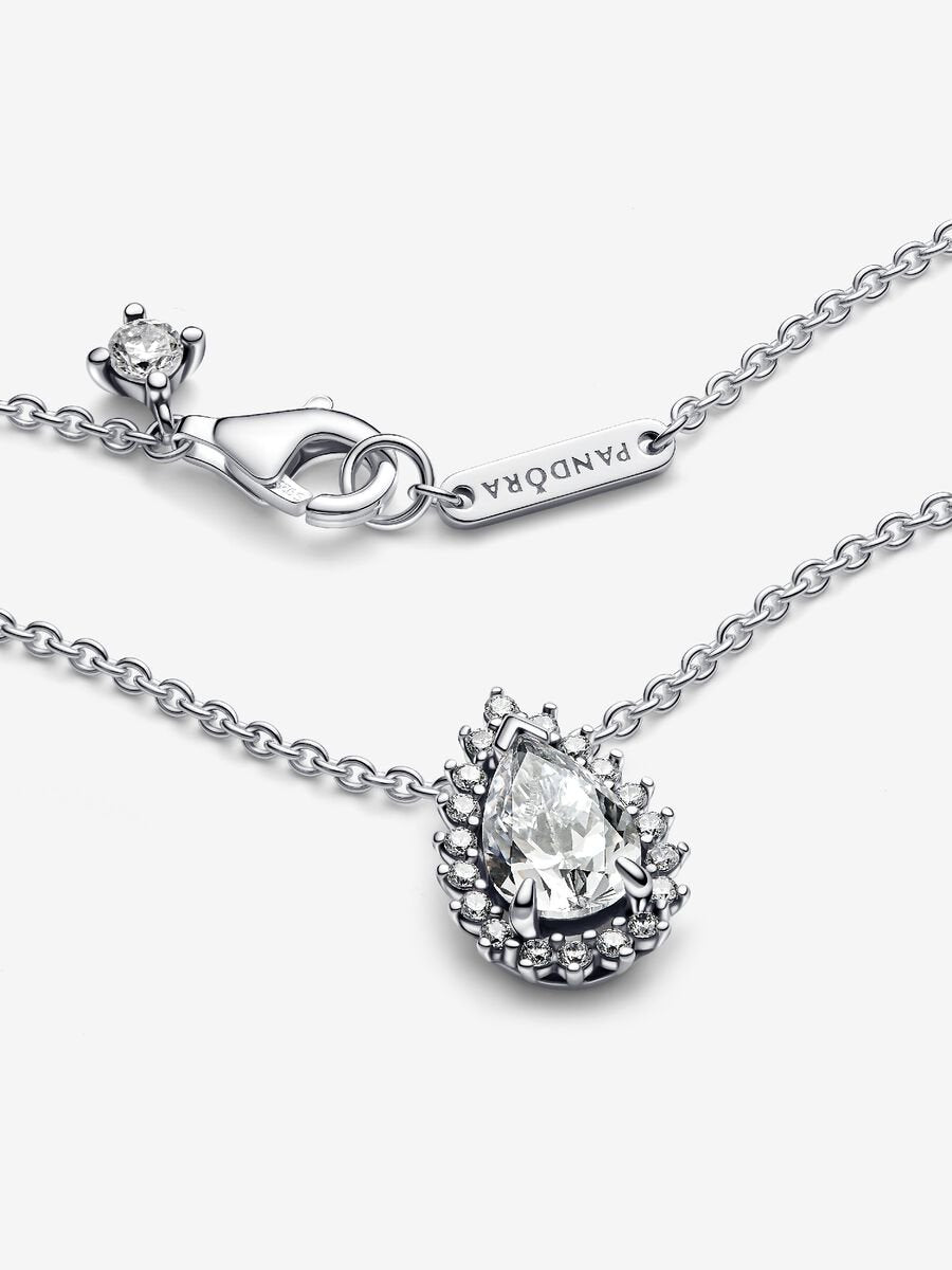 Colar Brilhante Auréola Pera Prata