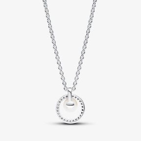Colar Treated Freshwater Cultured Pearl & Pavé