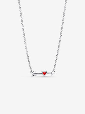 Colar Coração Flecha e Vidro Murano Prata