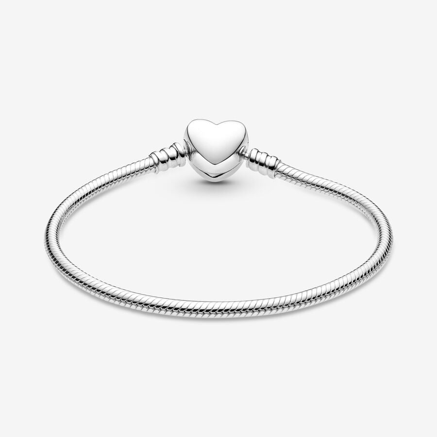 Pulseira malha Snake com Fecho Coração Gravável Pandora Moments