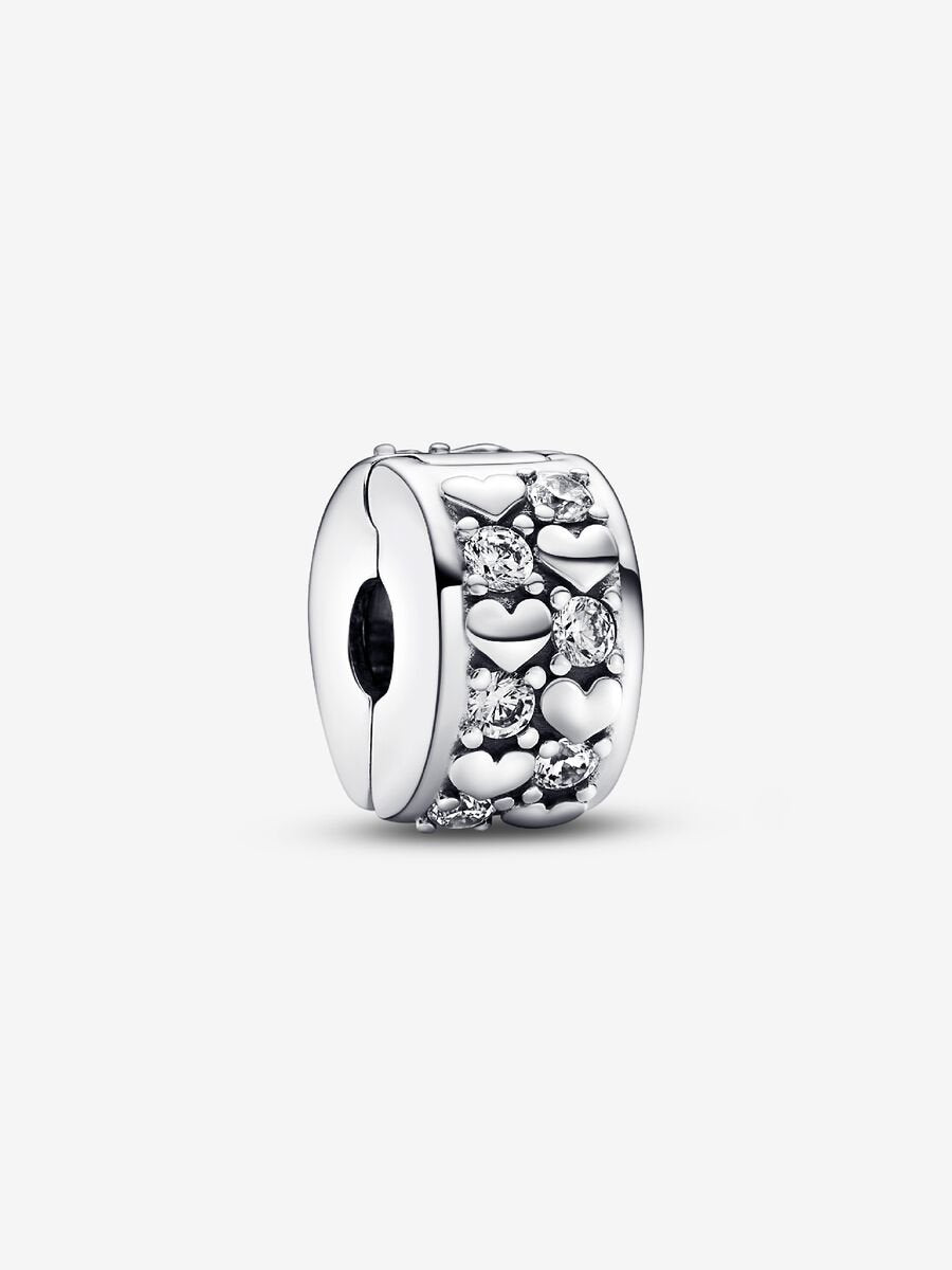 Clip Corações Infinitos Prata