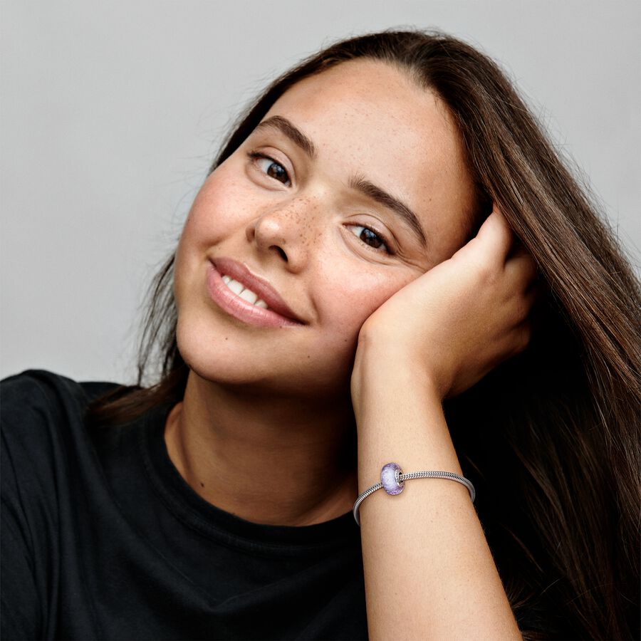 Conta Vidro Murano Ondulado Lavanda