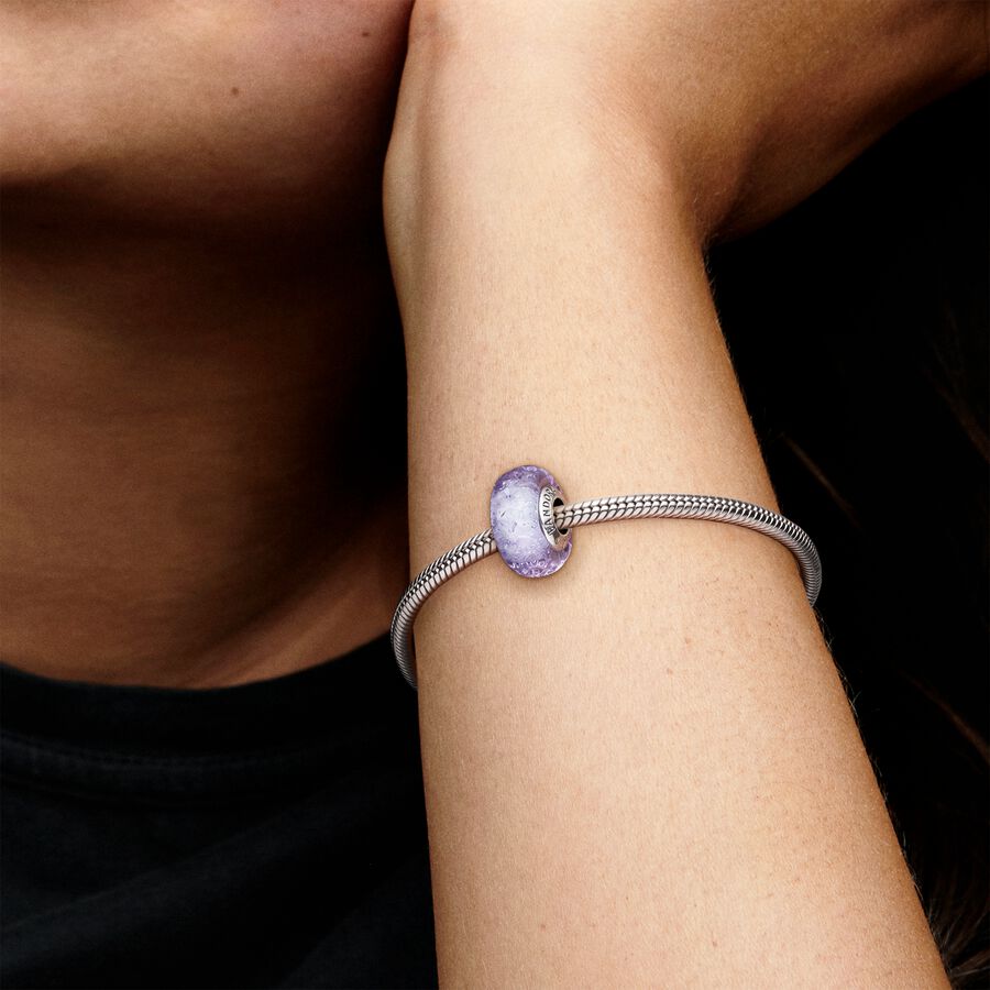 Conta Vidro Murano Ondulado Lavanda