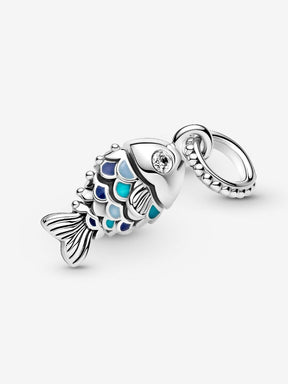 Conta Pendente Peixe Azul Prata