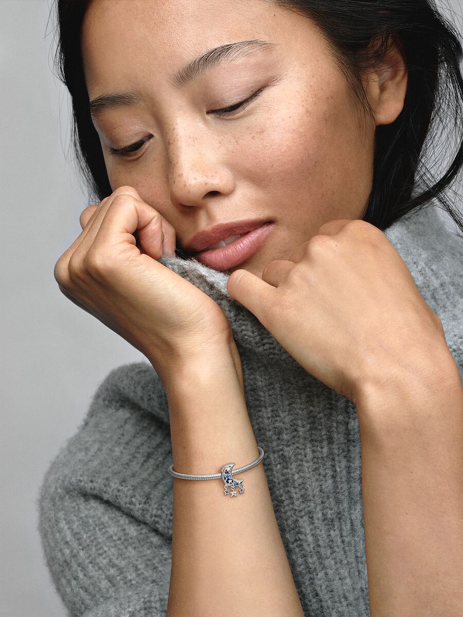 Conta Estrela e Lua Crescente Prata