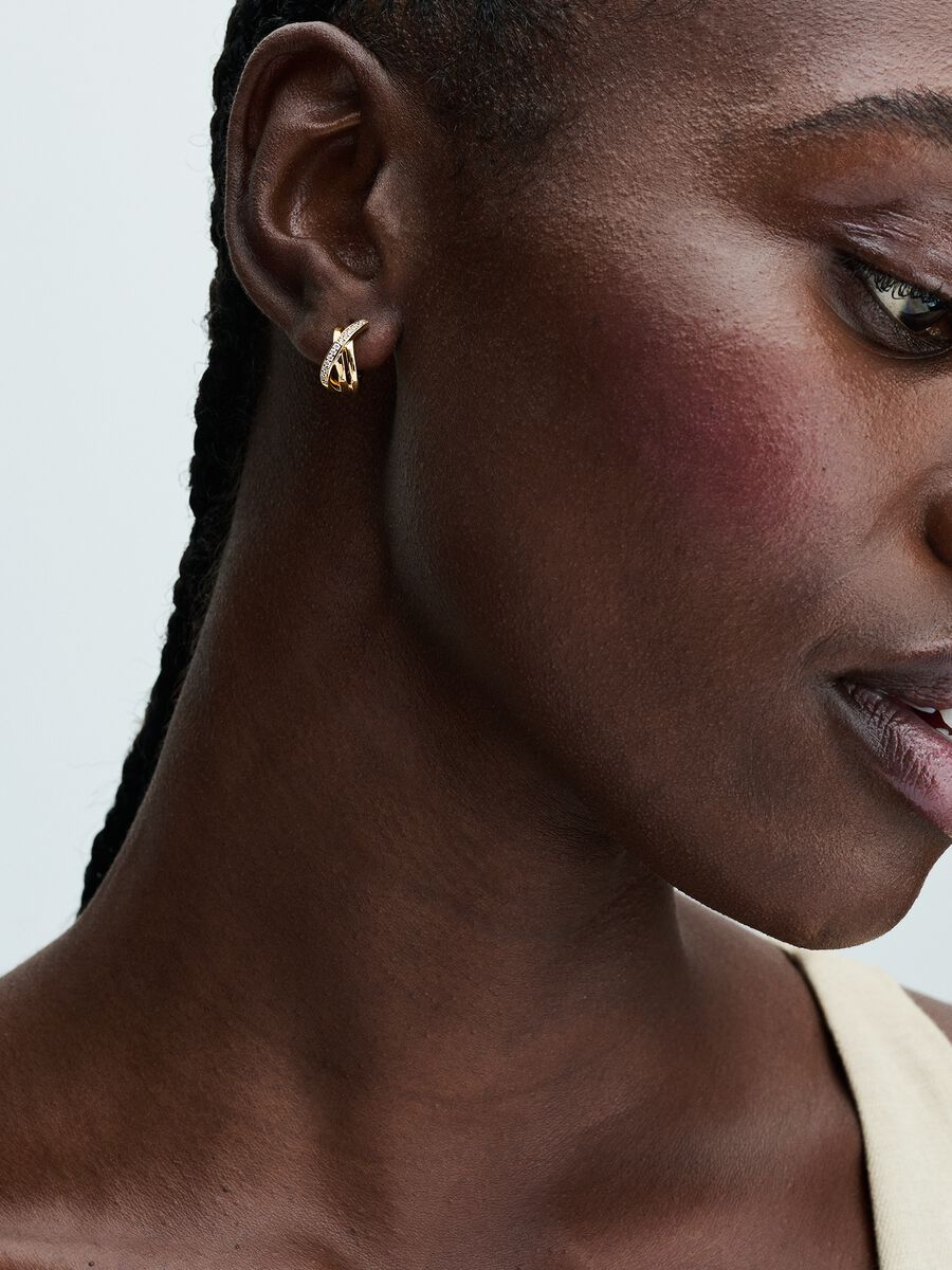 Argolas Crossover Pavé Revestimento de ouro 14k