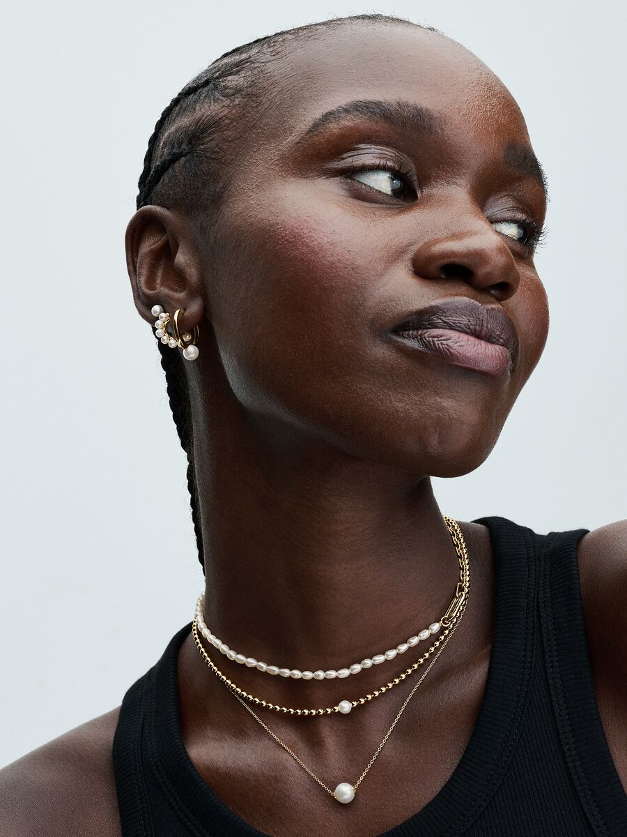 Colar Treated Freshwater Cultured Pearl Revestimento de ouro 14k