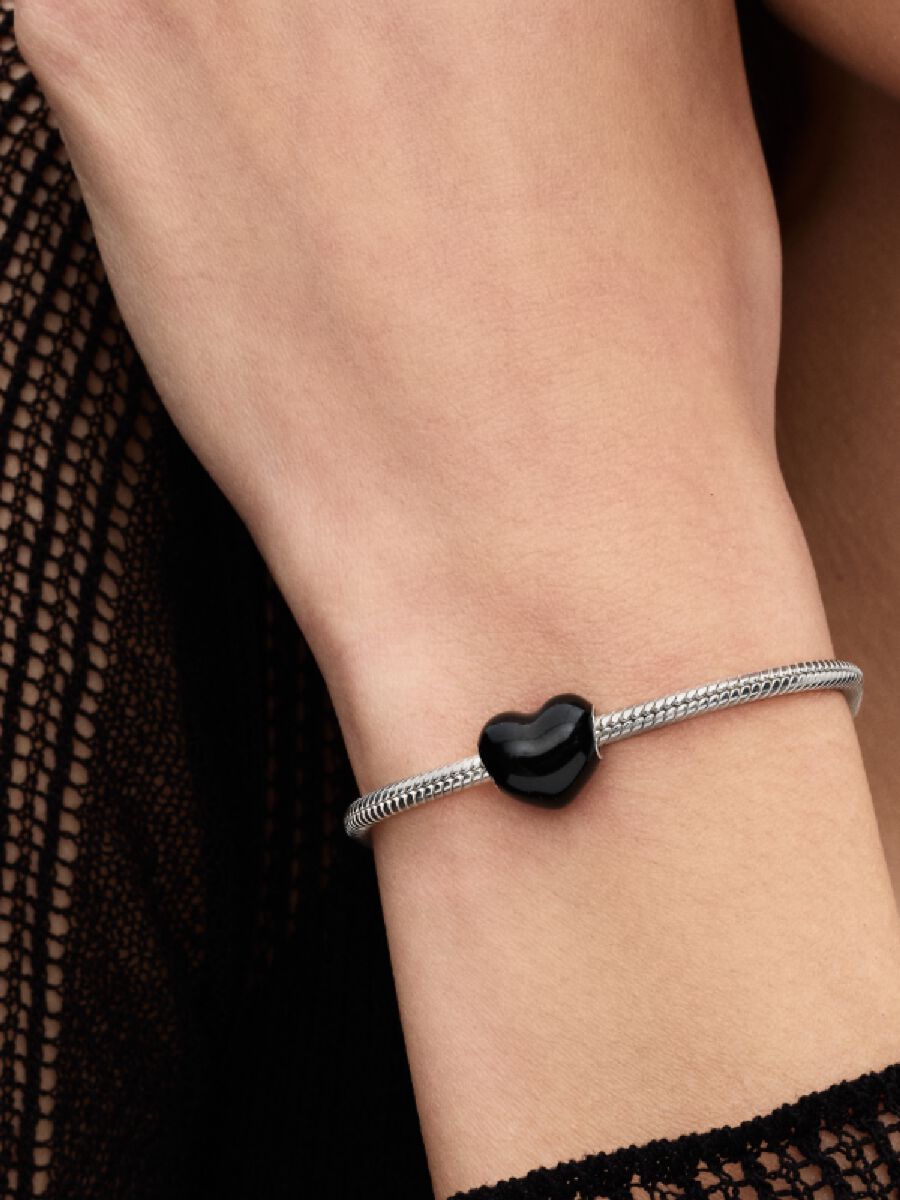 Conta Coração Preto Prata