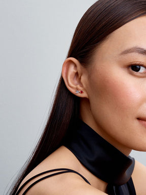 Brincos Espigão Coração Flecha e Vidro Murano Prata