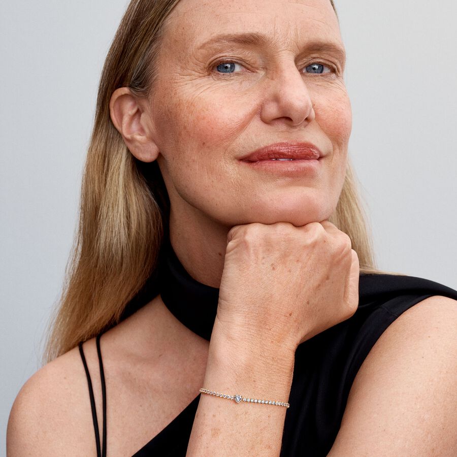 Pulseira de Ténis Coração Brilhante