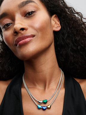 Conta Coração Azul Celeste Metálico Prata