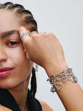 Mini-conta Pendente Lua Brilhante Prata