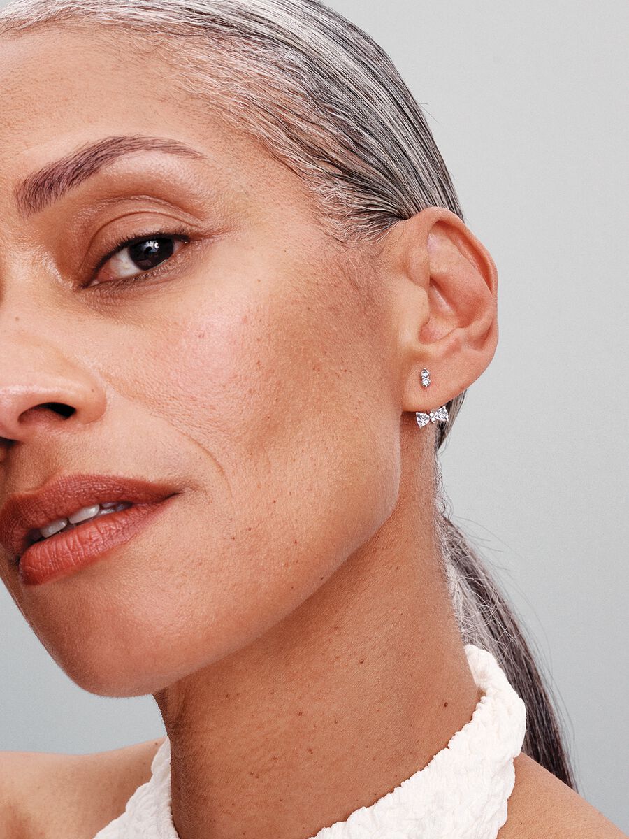 Brincos Pendentes Laço Brilhante Prata