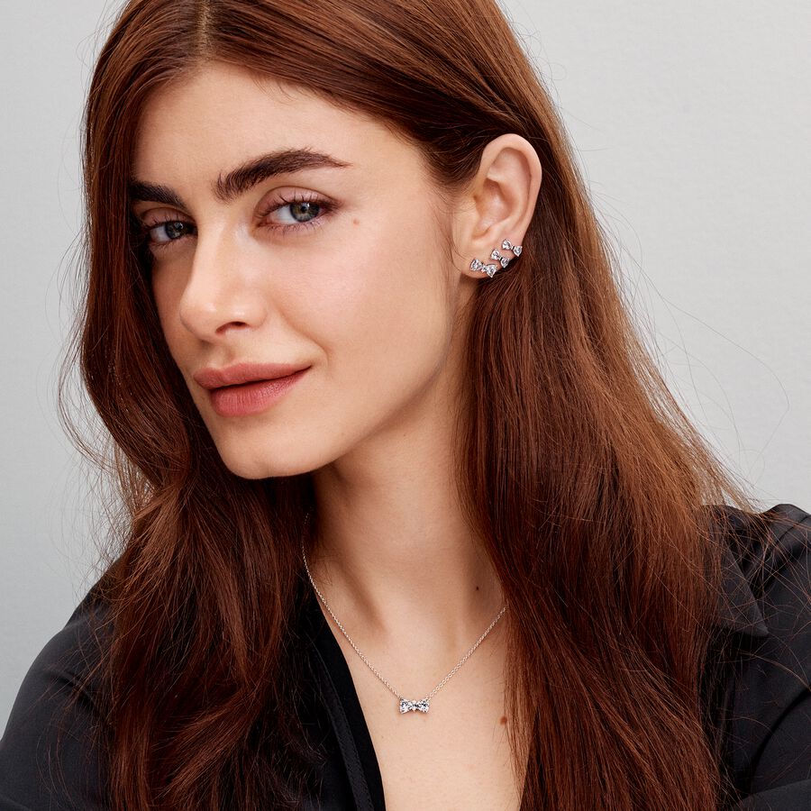 Brincos Espigão Laço Pequeno Brilhante