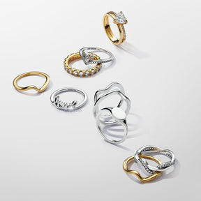 Anel Sparkling Intertwined Wave